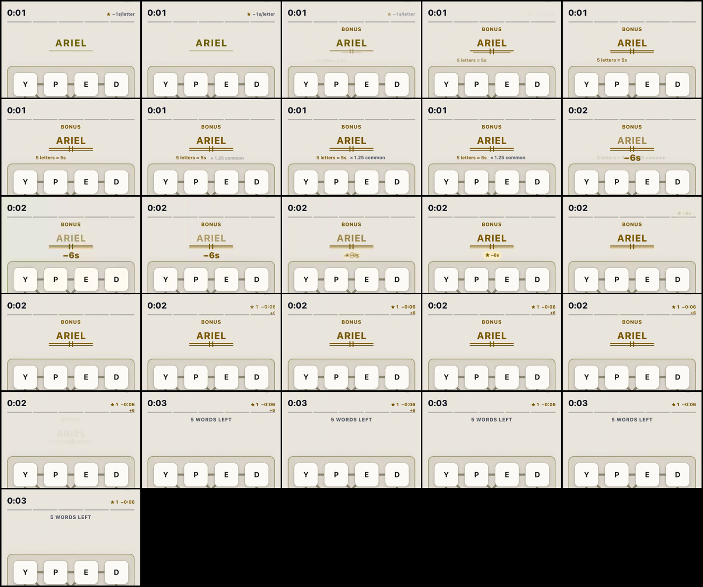 Frame-by-frame contact sheet of the ARIEL reveal